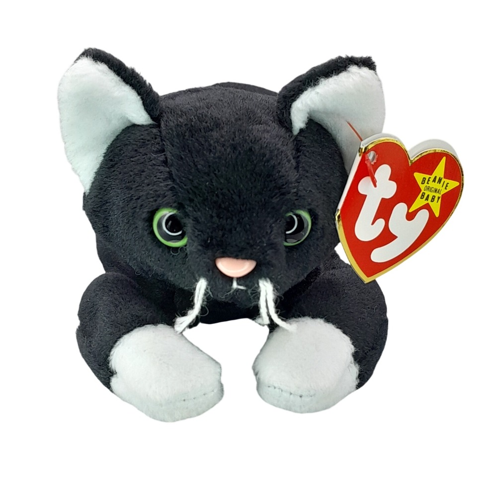 Ty Beanie Baby Zip Black Cat 1993 Vintage Plush Tuxedo Kitten PVC Pellets